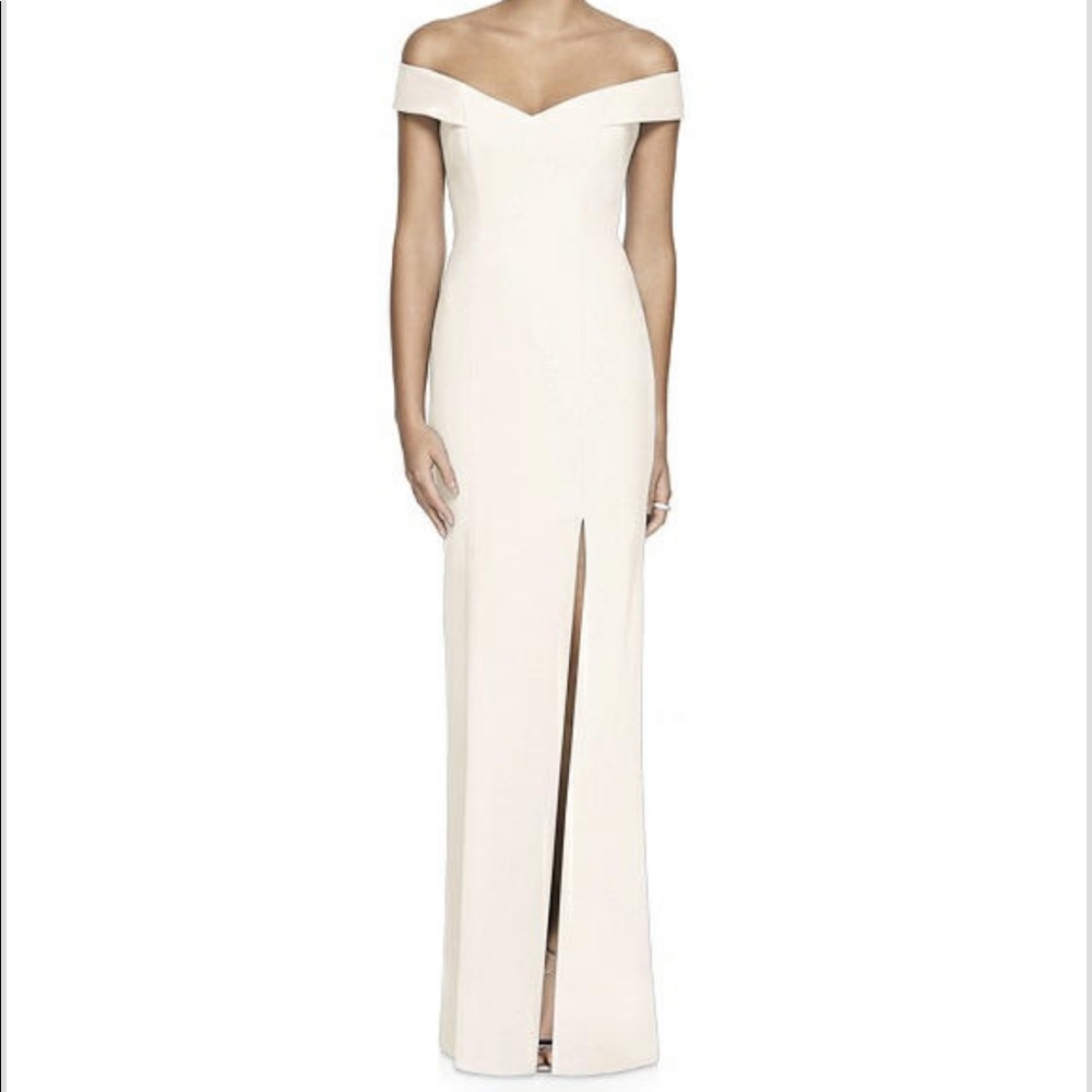 Dessy Collection ivory bridesmaid dress